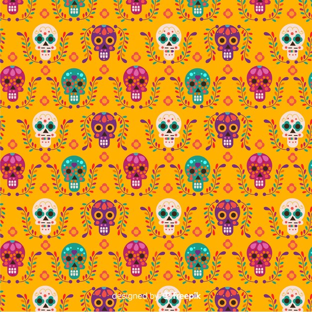 Hermoso fondo de patrón del día de muertos