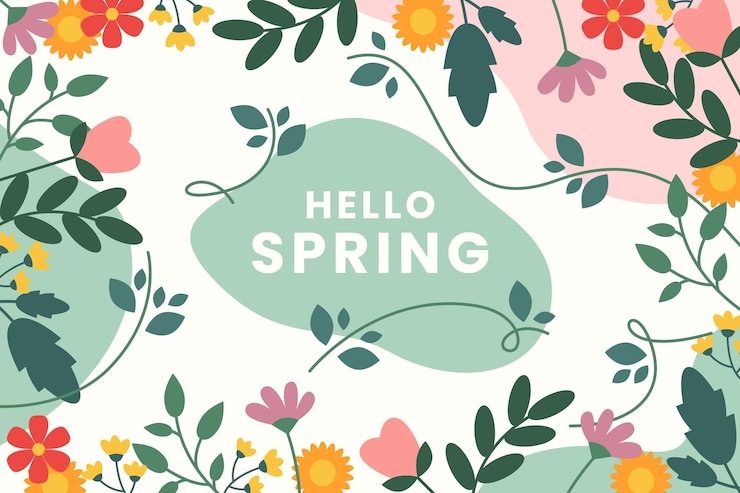Vector gratuito hermoso fondo de primavera de diseño plano con flores
