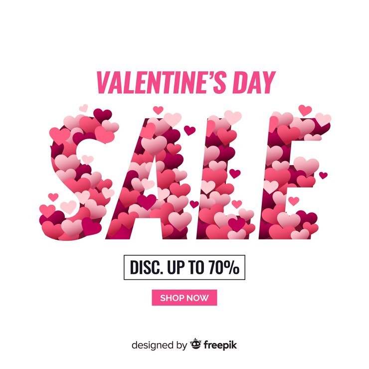 Vector gratuito hermoso fondo de rebajas del día de san valentin