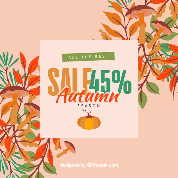 Vector gratuito hermoso fondo de rebajas de otoño