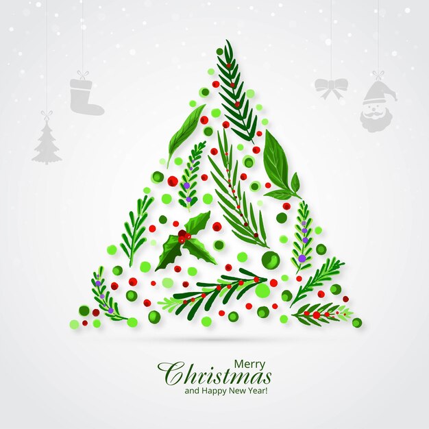 Hermoso fondo de tarjeta de árbol de Navidad de invierno decorativo