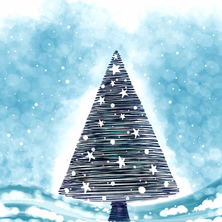 Vector gratuito hermoso fondo de tarjeta de árbol de navidad de invierno