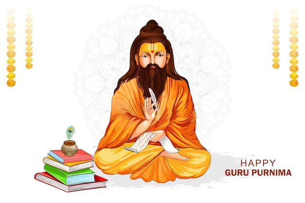 hermoso fondo de la tarjeta de celebración tradicional de Guru Purnima