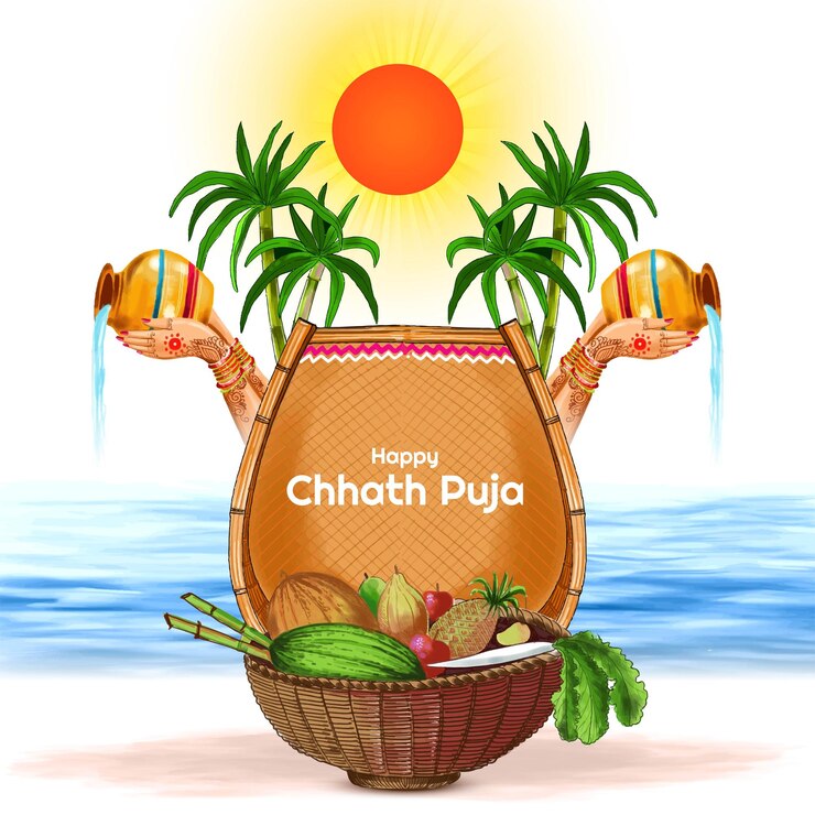Vector gratuito hermoso fondo de tarjeta del festival feliz chhath puja