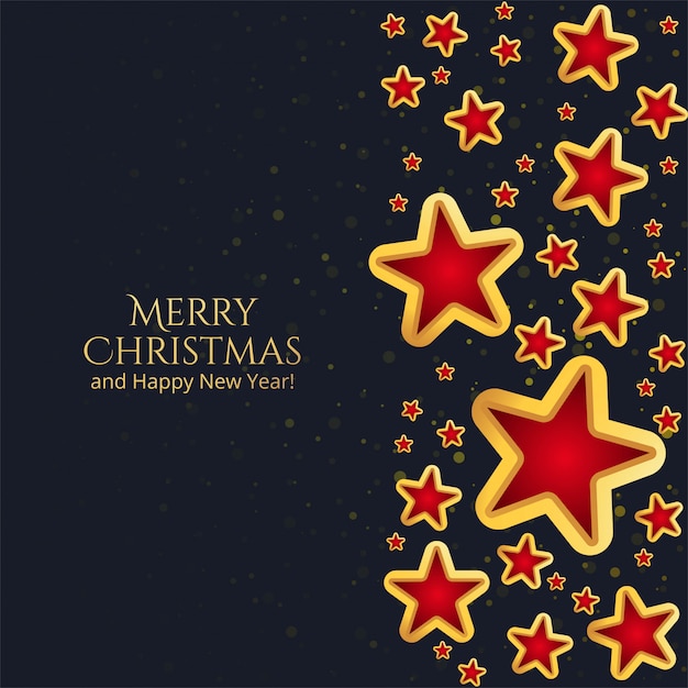 Vector gratuito hermoso fondo de tarjeta de navidad con estrellas brillantes