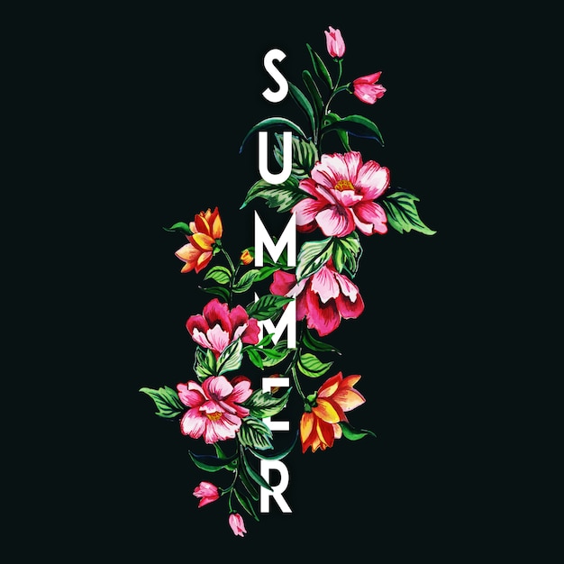 Vector gratuito hermoso fondo de verano con acuarela floral