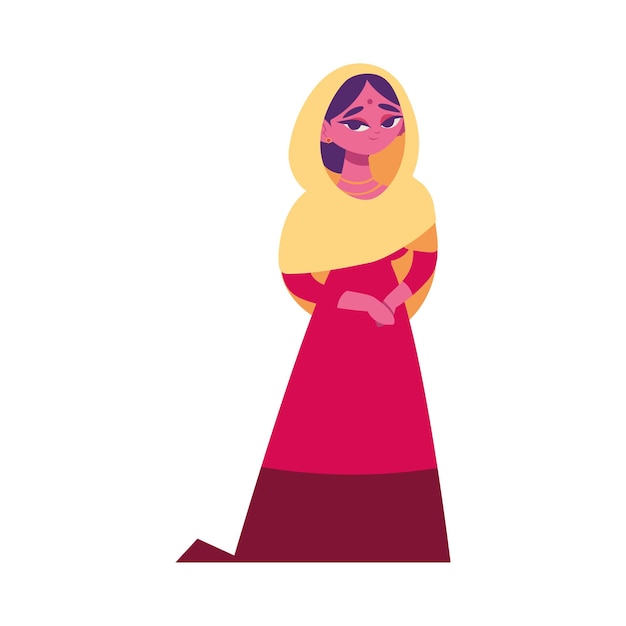 hermoso icono de mujer india aislado