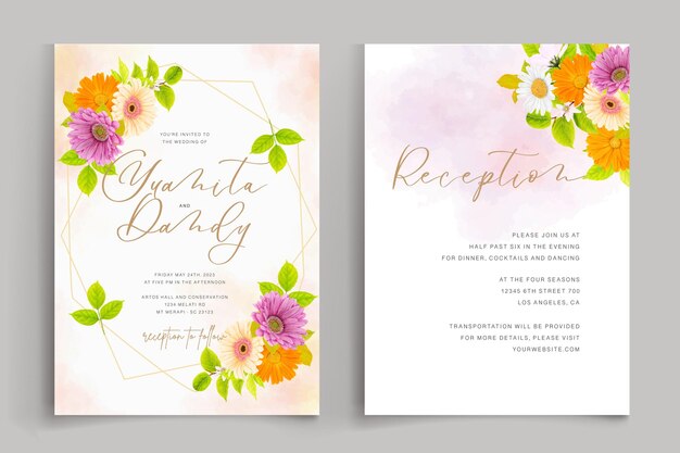 hermoso juego de tarjetas florales de crisantemo y rosa
