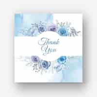 Vector gratuito hermoso marco floral para boda con flor acuarela azul