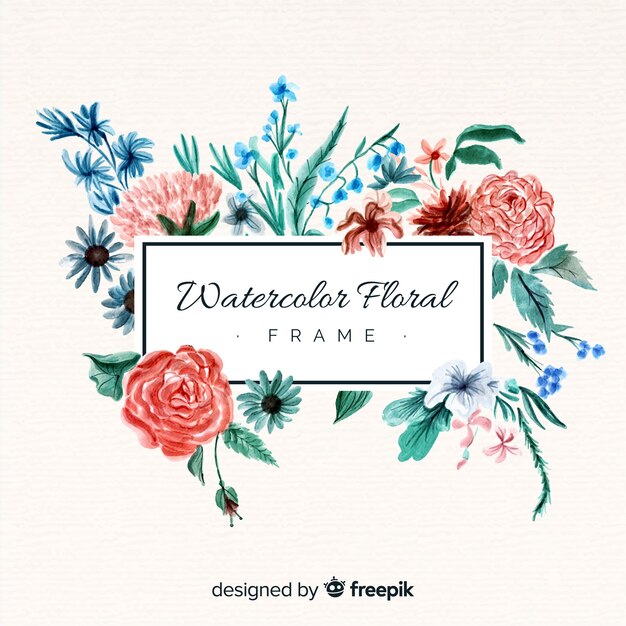 Hermoso marco floral en estilo de acuarela