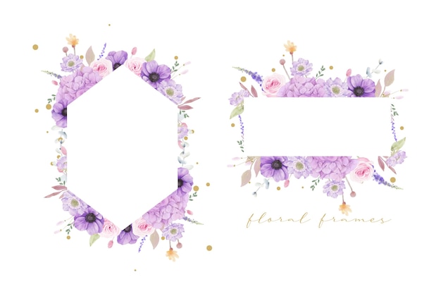 Hermoso marco floral con rosas acuarelas