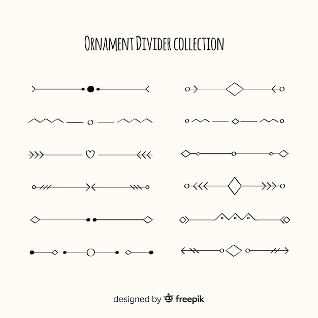 Vector gratuito hermoso pack de divisores ornamentales dibujados a mano