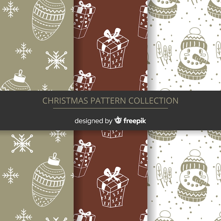 Vector gratuito hermoso pack de patrones de navidad