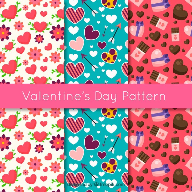 Hermoso pack de patrones para san valentin