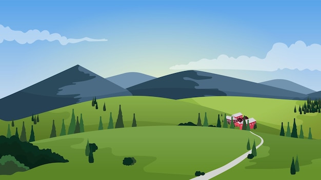 Vector gratuito hermoso paisaje de campo