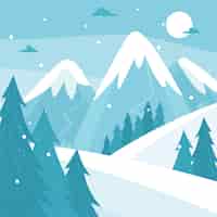 Vector gratuito hermoso paisaje nevado de invierno