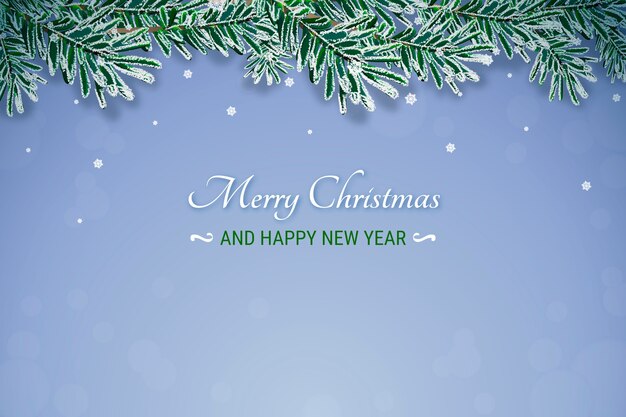 Hermoso paisaje nevado con letras feliz navidad