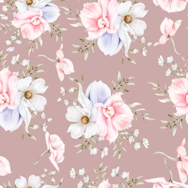 hermoso patrón floral sin costuras con elegantes flores y hojas vintage