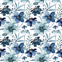 Vector gratis hermoso patrón transparente acuarela floral azul