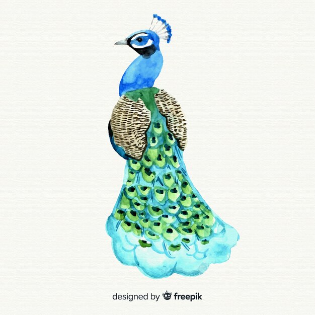 Hermoso pavo real en estilo de acuarela