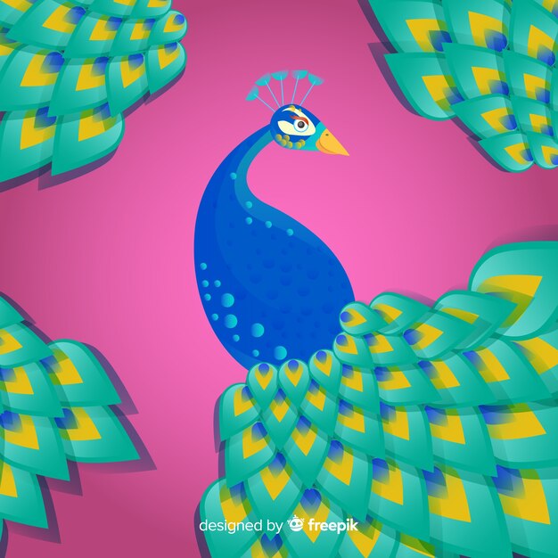Hermoso pavo real en estilo dibujo a mano