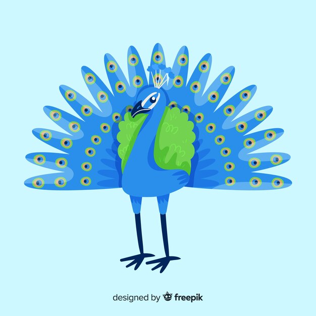 Hermoso pavo real en estilo dibujo a mano