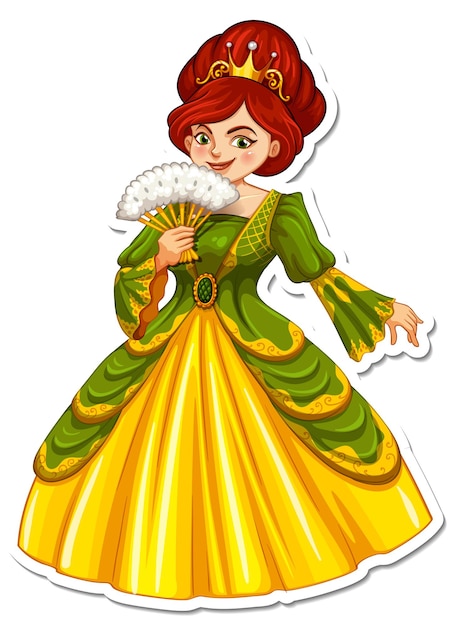 Vector gratuito hermoso personaje de dibujos animados princesa pegatina