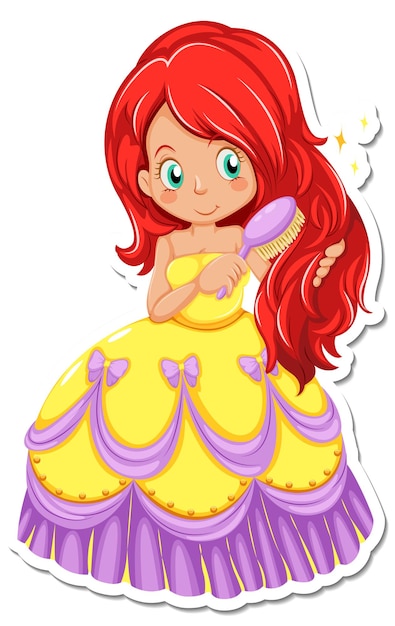 Vector gratuito hermoso personaje de dibujos animados princesa pegatina