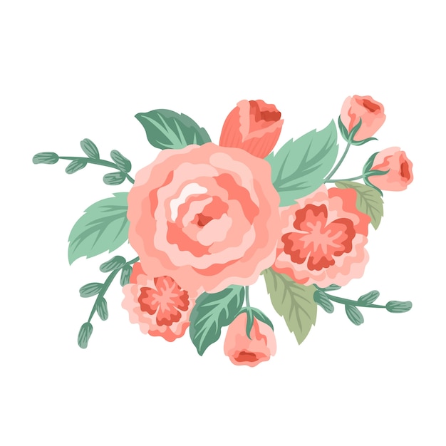 Vector gratuito hermoso ramo floral vintage