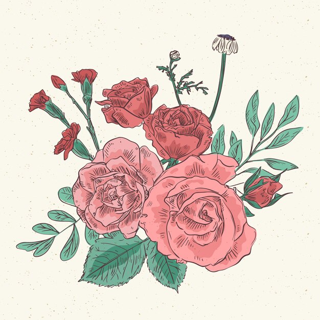 Un hermoso ramo de flores de época