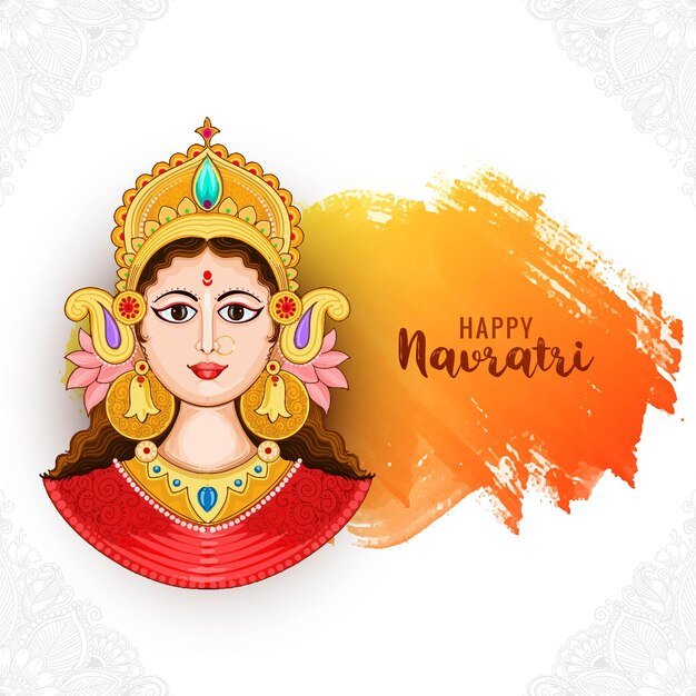 El hermoso rostro de la diosa Durga para el feliz fondo del festival de Navratri