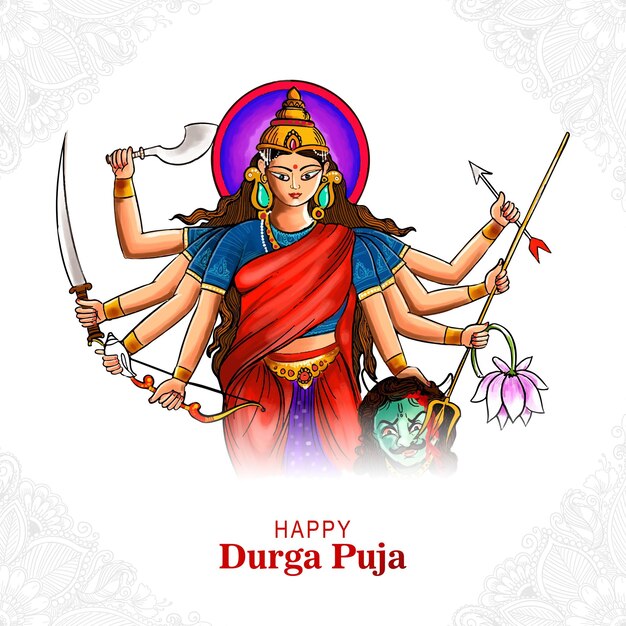 Hermoso rostro de la diosa durga puja para el fondo del festival shubh navratri