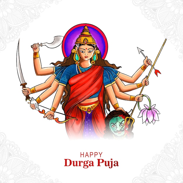 Hermoso rostro de la diosa durga puja para el fondo del festival shubh navratri