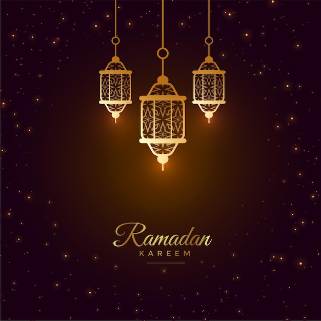 Hermoso saludo de linterna brillante de ramadan kareem
