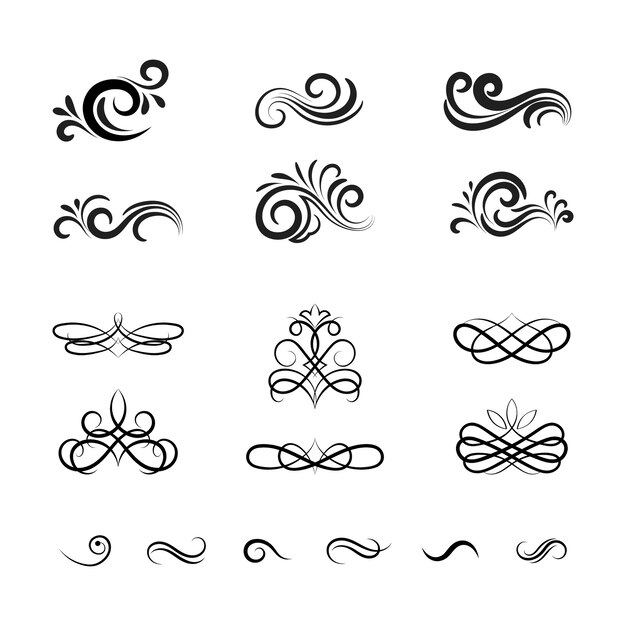 Hermosos adornos y elementos decorativos vectoriales vintage