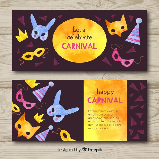 Hermosos banners de acuarela de carnaval