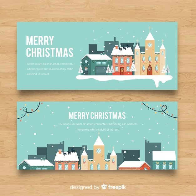 Hermosos banners de pueblo de navidad