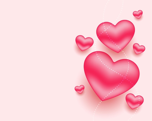 Vector gratuito hermosos corazones rojos realistas con espacio de texto