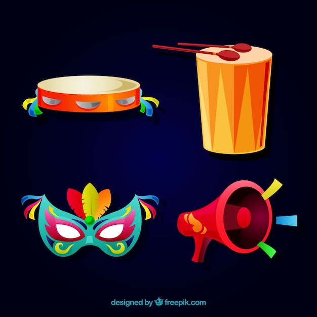 Vector gratuito hermosos elementos de carnaval