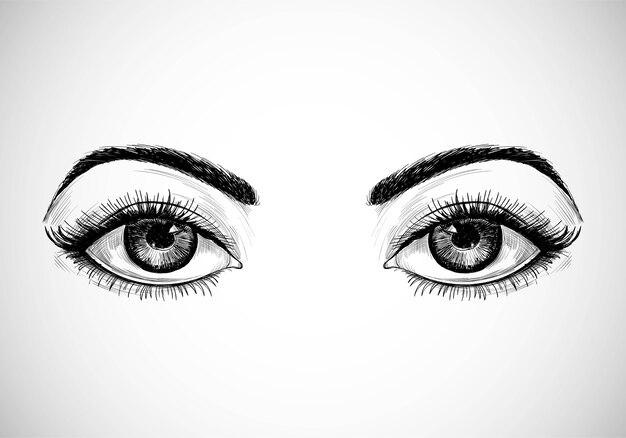 Hermosos ojos de boceto dibujados a mano