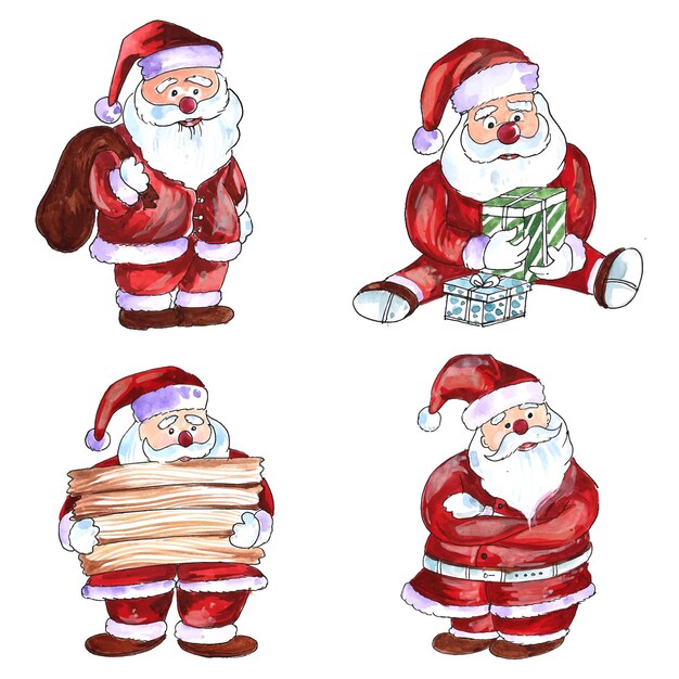 Hermosos personajes de navidad santa claus set diseño