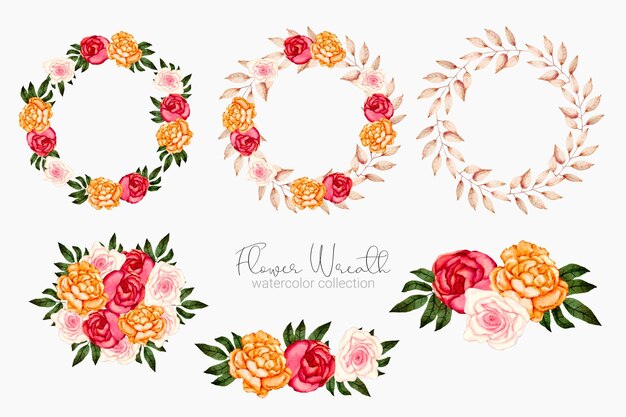 Hermosos ramos de flores y hojas para la decoración en estilo de colores acuáticos