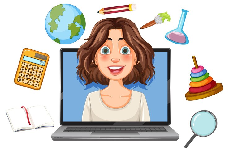 Vector gratuito herramientas de aprendizaje y educación en línea