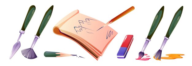Herramientas artísticas para pintar como pasatiempo o estudio de artista