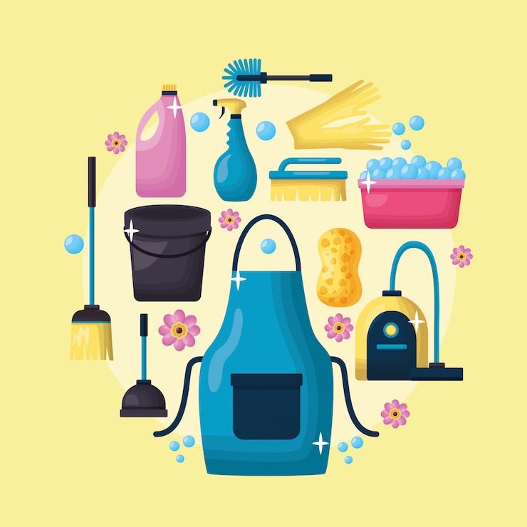 Vector gratuito herramientas de limpieza de primavera