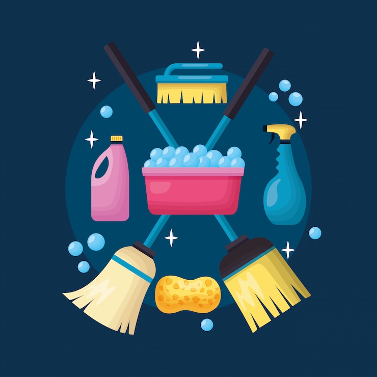 Vector gratuito herramientas de limpieza de primavera