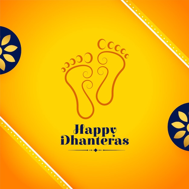 Vector gratuito hindú tradicional feliz dhanteras fondo amarillo con vector de diseño de diosa charan