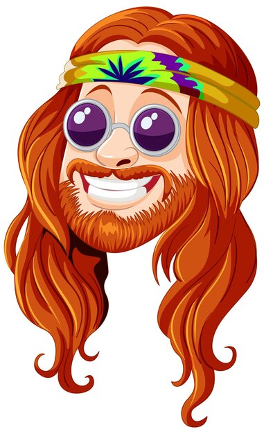 Un hippie con una cinta de colores en la cabeza