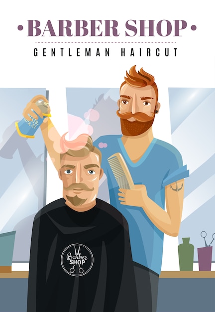 Vector gratuito hipster barbershop illustration