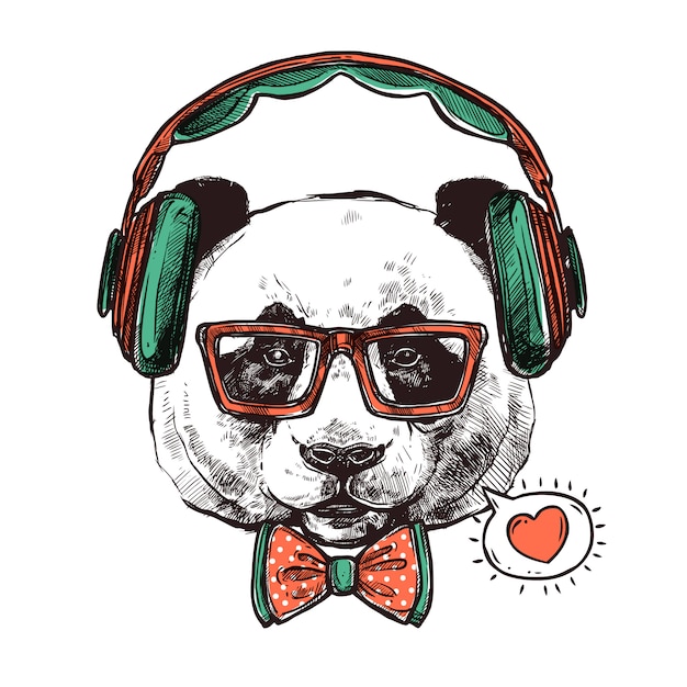 Vector gratuito hipster retrato animales